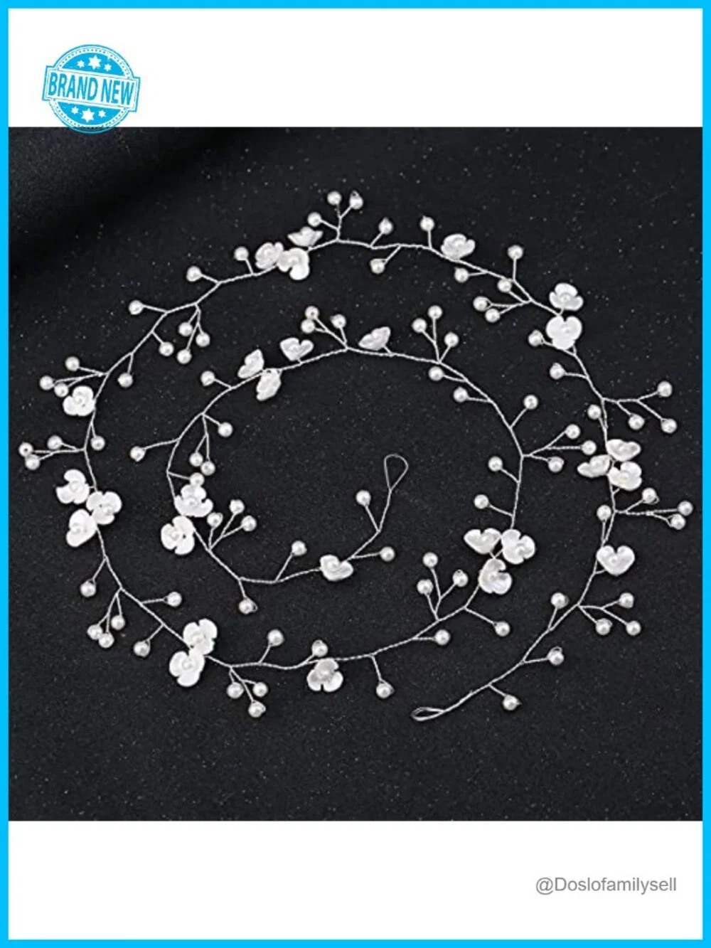 Extra Long Pearl and Crystal Beads Bride Hair Vine Head Piece for Wedding